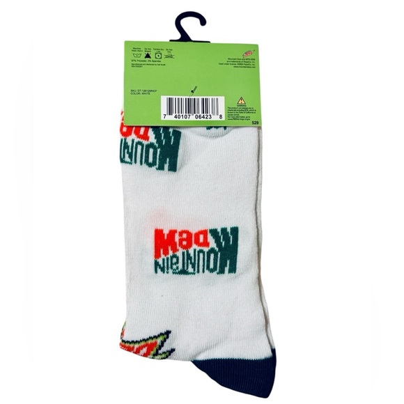 Mountain Dew White Crew Socks - Picture 2 of 3